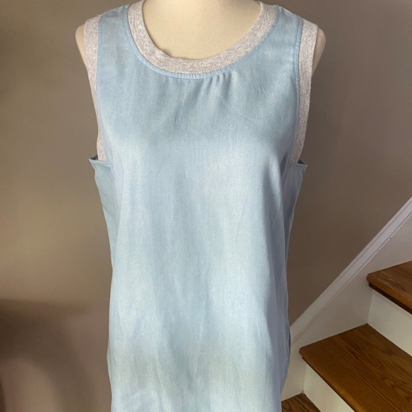 Loue & Grey Chambray Ribtrim Tencil Tank - Picture 4 of 8